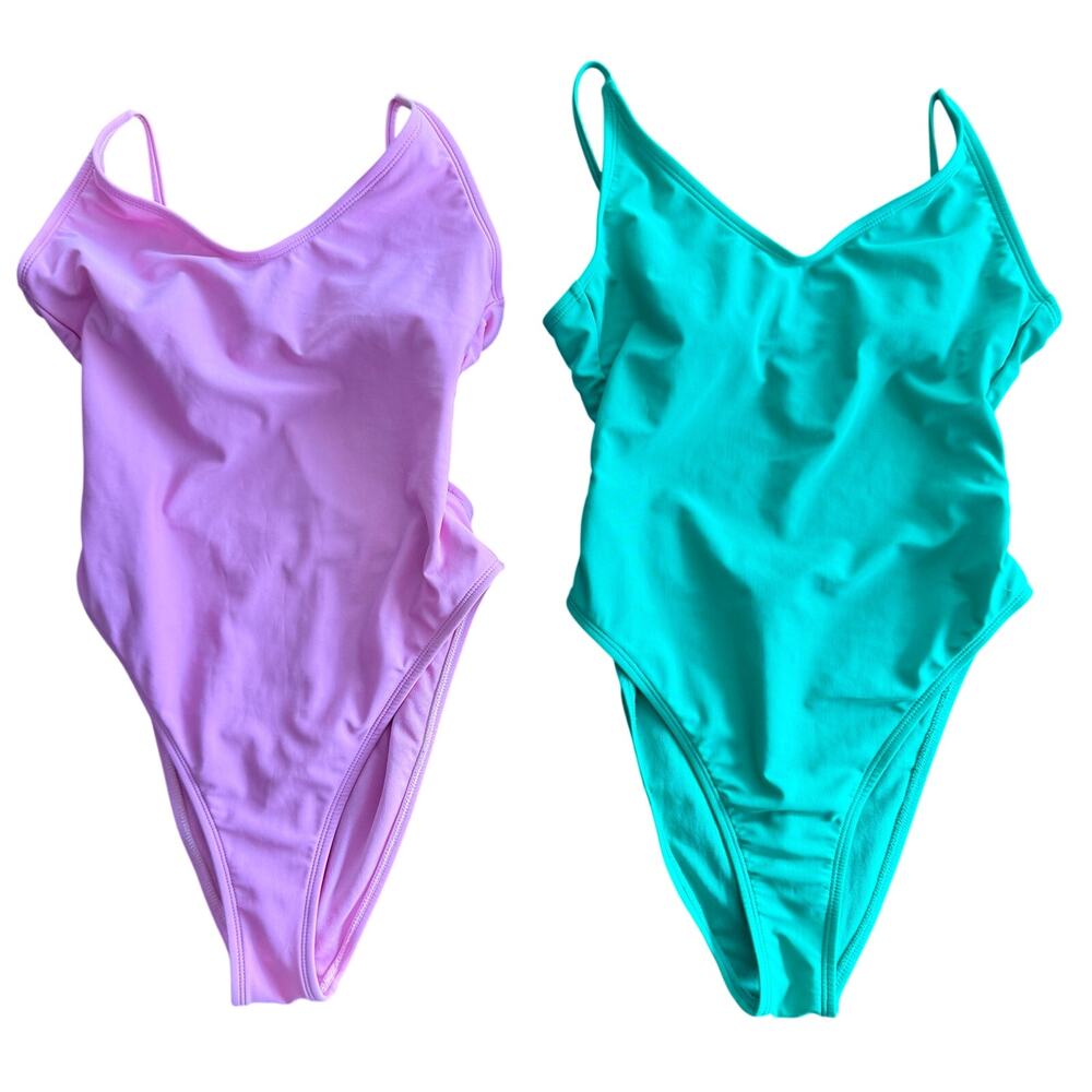 Wild Fable One Piece Swimsuits Women’s Small 4-6 Pink Green Lot of 2 NWOT